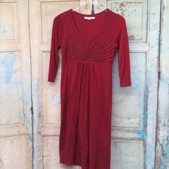 Boden Womans 6P petite Red Dress with Embroidery 6P FLAW - Picture 1 of 9